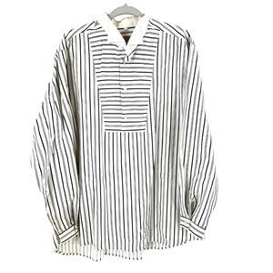 Wah Maker Western Bib Front Band Collar Pullover Shirt Men's L Striped USA VTG